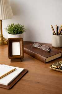 Brown Handcrafted wooden <b>frame</b> on a stand made of natural wood - Product Image 6