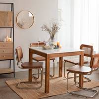 Chaise cantilever Vandana Lyra Terra en bois d'acacia et rotin (lot de 2)