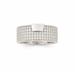 925 Sterling <b>Silver</b> Diamond <b>Mens</b> <b>Ring</b> High Polish Wide Pave Band Wedding Party Daily Wear Gift Fine Jewelry Design - Product Image 2