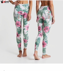 Pantalons de yoga pour femmes à taille haute élastique, respirants et à séchage rapide, avec impression personnalisée par sublimation ou impression solide - Product Image 1