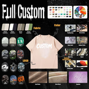 Oversized Short Sleeve T-Shirt <b>Men</b> Knitted O-Neck Streetwear Dripping Print Front Logo Custom Letter Pattern - Product Image 4