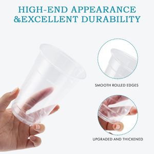 Confezione da 200 Bicchieri di Plastica Trasparenti da 16oz, Bicchieri in PET per Acqua e Feste, per Casa e Ufficio - Product Image 3
