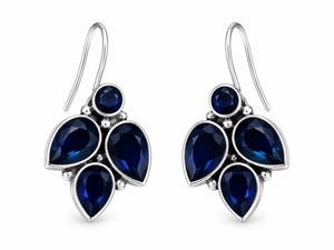 Pendientes de Plata Oxidada con Piedra Azul para Mujer, MOQ Disponible |   Corte de Pera Moderno, Calidad Premium, Gran Venta, Disponible para Fiestas - Product Image 6