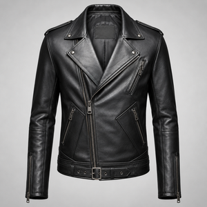 <b>Men's</b> Premium Genuine <b>Leather</b> Racer <b>Jacket</b> Vintage Moto Style Slim Fit Full Grain <b>Leather</b> Outerwear Luxury Fashion Wear - Product Image 1
