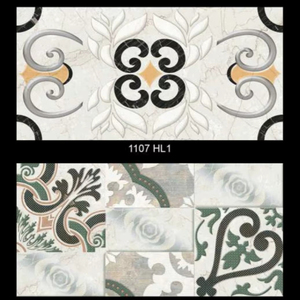 Azulejo de Pared de Cerámica de Porcelana para Uso Interior, Acabado Brillante Rústico Vintage, Diseño Floral, 300x600 mm, Azulejos Antideslizantes para Baño - Product Image 1