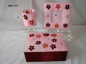 Handmade Modern Rectangle Gold Clear Glass Leather Exterior 20cm Jewelry <b>Box</b> <b>Fabric</b> Beadwork Design Matching Square Pattern - Product Image 2