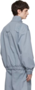 Blouson bomber bleu clair pour homme, col montant, coupe-vent, polyester, style workwear, fermeture éclair, coupe classique, pour l'automne - Product Image 2