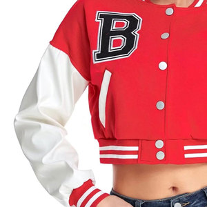 Chaqueta Varsity Corta Personalizada para Mujer, Estilo Béisbol, Chaqueta Letterman para Escuela Secundaria, OEM ODM - Product Image 4