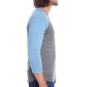 Men's Gray <b>Black</b> Raglan Sleeve <b>Long</b> Sleeve <b>T</b>-<b>Shirt</b> O-Neck Casual Oversized Regular 100% Cotton Solid Color Anti-Wrinkle 320g - Product Image 4