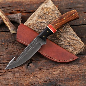 Cuchillo Nórdico Forjado de Hoja Fija para Caza, Desollado y Camping con Mango de Palisandro, Espiga Completa, Personalizado OEM/ODM, Funda de Cuero - Product Image 1