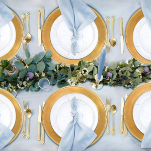 Assiette de présentation dorée élégante avec finition décorative pour table de dîner, réception de mariage, banquet, fête, décoration d'événements - Product Image 6