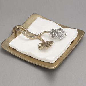 Anneau de serviette de table en laiton fait main de luxe, motif floral, finition dorée antique, accessoires de décoration de table - Product Image 3