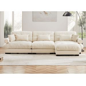 Divano Componibile in Velluto Super Confortevole e Oversize con Pouf Mobile, Braccioli Imbottiti e Tasche Profonde per Soggiorno - Product Image 3