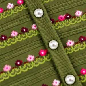 Cardigan en coton doux à col rond pour femme, vert olive, tricoté, manches longues, boutonné sur le devant, fournisseur en gros - Product Image 5