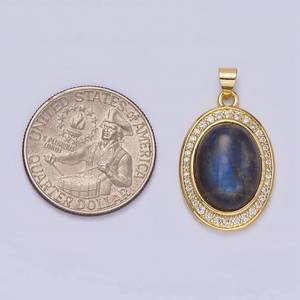 Pendentif ovale en labradorite, argent sterling 925 plaqué or 14 carats, pierre précieuse naturelle, bijou élégant, cadeau pour femme - Product Image 6