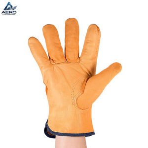 Comfortable & Rugged Warehouse Use Industrial Grade Safety Hand Protection Heavy-Duty Orange Split Cowhide Leather Driver <b>Gloves</b> - Product Image 3