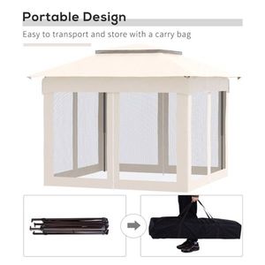 Gazebo Moderno Pop-up 3,35m x 3,35m in Acciaio e Ferro Beige per Cortile, Villa, Parco - Product Image 4