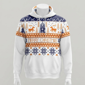 Sweat-shirt à capuche pour homme, imprimé Noël, pull décontracté en tricot avec poche, coupe classique pour garçons - Product Image 1