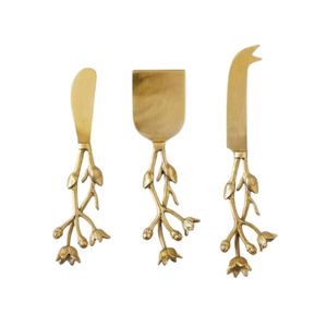 Juego de Cuchillos para Queso de Latón Premium al por Mayor con Mangos Artísticos en Forma de Rama de Árbol, Espátula para Mantequilla, Utensilios de Cocina para Restaurantes y Hoteles - Product Image 1