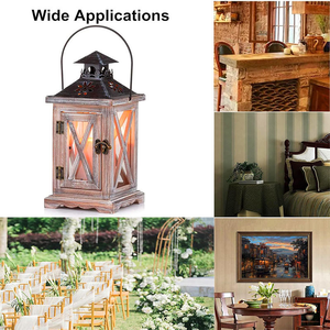 Lanterne rustique en bois écologique vintage pour la décoration de la maison pendant le Ramadan, avec support mural, à poser sur table ou cheminée, idéale pour les célébrations de mariage - Product Image 2