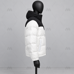 Unisex Winter Stand-Up Canvas Zipper Eco-Friendly Windproof Plain Dyed Cotton Fleece-Lined <b>Puffer</b> <b>Jacket</b> Loose-Fit Couple's - Product Image 2