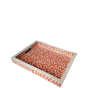 Handmade Bone Inlay Floral <b>Rectangle</b> Tray Luxury Classic Art Deco Decorative Accent Decor by PERFECT ENTERPRISES - Product Image 1