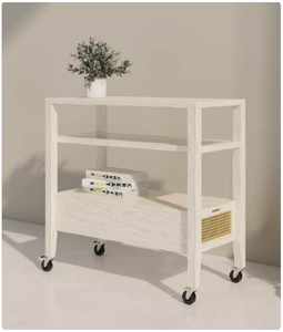 Chariot de rangement moderne en bois avec roulettes et tiroir pour le salon - Product Image 3