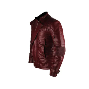 Chaqueta de Motociclista de Cuero Roja para Hombre, Talla Grande, Cuello Alto, Estilo Biker, Corte Regular, Ropa de Abrigo para Otoño - Product Image 2