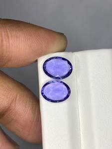 คู่พลอยแทนซาไนต์สีน้ำเงิน 3.60 กะรัต รูปไข่เจียระไนแบบเหลี่ยม ขนาด 7x9 มม. พลอยธรรมชาติสำหรับทำเครื่องประดับ - Product Image 2