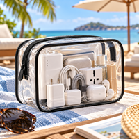 Organisateur de toilette transparent en PVC personnalisé avec fermeture éclair pour l'aéroport, le stade, la sécurité, sac cosmétique imperméable