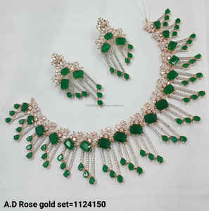 Ensemble de bijoux de mariée en diamant américain classique Collier et boucles d'oreilles en deux pièces pour mariage Style classique à la mode - Product Image 2