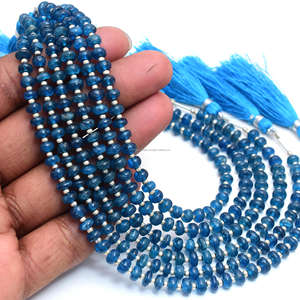 Vente en gros de rondelle lisse en apatite bleue naturelle de 8 pouces de 5x5 à 7.5x7.5mm brin de pierres précieuses utilisé dans la fabrication de colliers de bijoux - Product Image 2