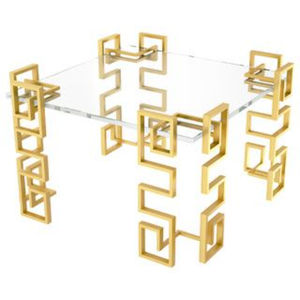 Mesa Consola Moderna de Diseño Creativo, Exclusiva, de Metal de Alta Calidad, Chapada en Oro, con Tapa de Vidrio - Product Image 1