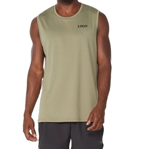 Débardeur de sport homme personnalisé en Spandex/Coton, respirant, séchage rapide, écologique, pour l'été, avec design côtelé et lettres - Product Image 1