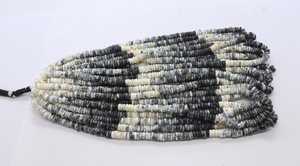 Perles Heishi en opale dendrite AAA de 6 mm, perles en opale dendrite en forme de pneu, perles de pierres précieuses de 16 pouces, opale dendrite naturelle unie Heishi - Product Image 4