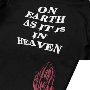 เสื้อฮู้ดผู้ชาย Holy Print ทรงโอเวอร์ไซส์ สไตล์สตรีทแวร์ สีดำ ผ้าฝ้ายฟลีซ สำหรับใส่ลำลองในฤดูใบไม้ร่วง - Product Image 4