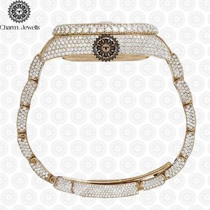 Charm_Jewells Luxury Women's Gold <b>Watch</b> Round Case 40mm Analog Quartz Sapphire Crystal <b>Diamond</b> Encrusted Fashion Bracelet - Product Image 5