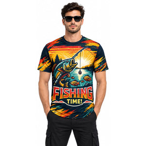 T-shirt graphique Fishing Time pour homme, manches courtes, col rond, impression par sublimation, été, extérieur, décontracté, séchage rapide, polyester - Product Image 4