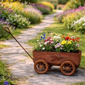 Maceta rústica de acero corten para exteriores, para decoración de jardín con flores coloridas y plantas verdes de la India. - Product Image 4