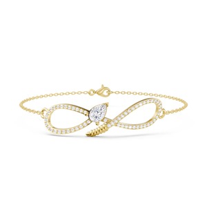 Bracelet en or jaune 9 carats écologique avec maillons infinis et diamants pour femme, bijoux élégants de créateur pour fiançailles et mariage - Product Image 1