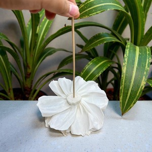 Fleur artificielle en bois Sola style rose de jardin blanche, 15 cm, grande taille, tige en fibre de plantes Sesbania - Product Image 4