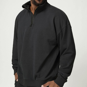 Sudaderas con Cierre de Alta Calidad para Hombre, Cuello Redondo, Media Cremallera, Diseño Sólido, Forro Polar, Estilo con Cremallera para Invierno - Product Image 1