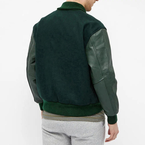 Unisex Dark Green Olive Varsity Style Jacket Stand Collar Zipper Closure Premium Hooded <b>Winter</b> Urban Streetwear Fashion <b>Coat</b> - Product Image 4