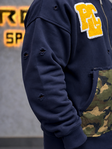 Men's Embroidered <b>Zip</b>-Up <b>Hoodie</b> With Camouflage <b>Pocket</b> Oversized Streetwear Hooded Sweatshirt 100% Cotton French Terry <b>Hoodie</b> - Product Image 3