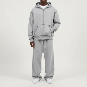 Conjunto Deportivo de Algodón de Alta Calidad, Corte Regular, Estilo Vintage con Costuras en Contraste, Color Gris Jaspeado, con Cordón Ajustable, para Hombre, Invierno 2026 - Product Image 5