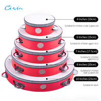 OEMCustom 6 Inch Wooden Hand Drum Mini Tambourine Percussion Instrument for Wedding Christmas Party Holiday Decoration Wholesale