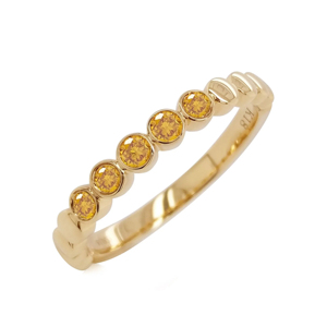 Anillo de Eternidad en Oro Amarillo con Cinco Piedras de Citrino Engastadas en Bisel, Diseño Minimalista, Joyería Unisex para Uso Diario - Product Image 3