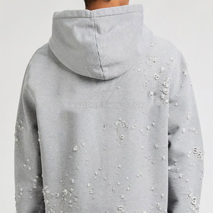 Relaxed Fit Distressed <b>Hoodies</b> <b>Men</b> Lightweight Comfortable Material Suitable For Casual Fashion And Outdoor Activities - Product Image 4