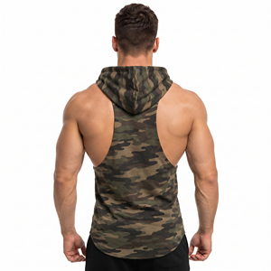 Chaleco Deportivo con Capucha y Estampado de Camuflaje, Transpirable, Sin Mangas, para Hombre, de Algodón y Poliéster, para Gimnasio - Product Image 4