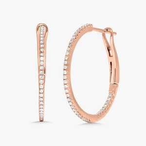 Large Huggie <b>Earrings</b> 14k 18k Solid Gold Minimalist Round Lab Grown Double Sided Diamond Modern 19mm French Loop <b>Hoops</b> Wholesale - Product Image 5